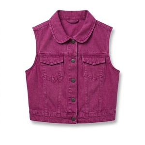 Chalecos vaqueros al por mayor para mujer con bolsillos de solapa, producción en masa de denim azul para minoristas de boutiques en EE. UU. - Product Image 2