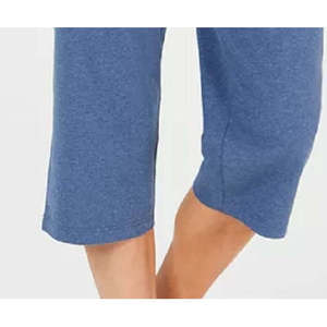 Karen Scott Women's Blue X-Small Knit Capri Pants Breathable Wide-Leg <strong>Palazzo</strong> Trousers Mid Waist <strong>Sweatpants</strong> - Product Image 3