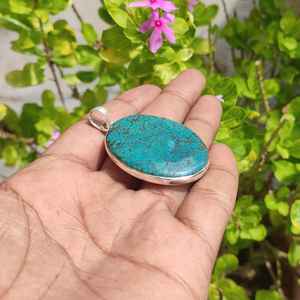 Colgante de piedras preciosas de turquesa Natural hecho a mano, estilo bohemio, forma ovalada, joyería de plata esterlina, collar para niños, abalorio para - Product Image 4