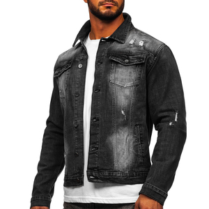 Chaquetas vaqueras para hombre hechas de algodón con estilo callejero y logotipo de marca de alta calidad con un diseño asequible - Product Image 3