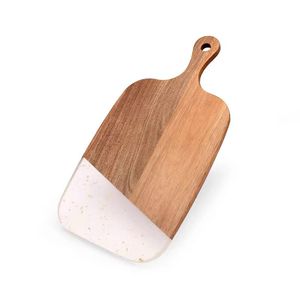 Planche à découper carrée de luxe de haute qualité en bois de résine avec poignée de surface de coupe en résine époxy pour ustensiles de cuisine pour charcuterie - Product Image 1