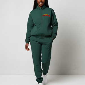 Recién llegado, conjunto de chaqueta y Jogger con cremallera y cuello levantado de Color sólido, ropa de entrenamiento y gimnasio, conjuntos ligeros de moda para mujer - Product Image 4