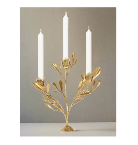 Juego de 2 portavelas de Venta caliente en latón con acabado antiguo, accesorios decorativos para el hogar, portavelas de Metal - Product Image 3