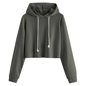 เสื้อฮู้ดเอวลอยทำจากวัสดุระบายอากาศ100% สำหรับผู้หญิงเสื้อครอปไหล่ตกราคาสมเหตุสมผล - Product Image 4
