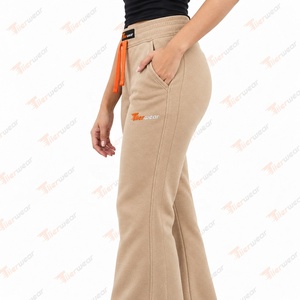 Pantalon évasé pour femme TiierWear, en molleton, couleur unie, taille à cordon, décontracté, longueur complète, coupe régulière, hiver, 100% coton, écologique - Product Image 6