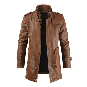 Nuevo Abrigo de Motociclista de Cuero Genuino y Lona para Hombre, Estilo Urbano, Largo Regular, Otoño-Invierno, Juvenil, Versátil y Afelpado - Product Image 5