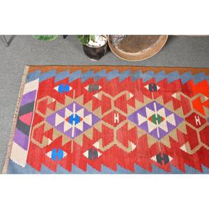 Classic Kilim Red <b>Brown</b> <b>Wool</b> Rug 2,8 X 5,4 ft Turkish Classic Style Abstract Pattern for Living Room Hallway 10mm Latex - Product Image 2