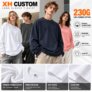 XH Custom 230G 100% Combed Cotton <b>Long</b> Sleeve T <b>Shirt</b> Men Oversized Blank <b>Tee</b> - Product Image 2