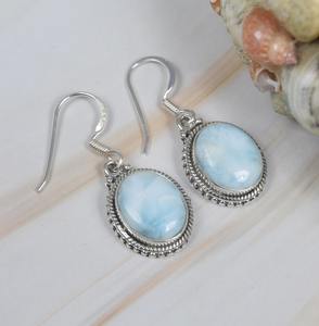 Boucles d'oreilles pendantes de haute qualité bijoux pour femmes et filles Fine Collection pour cadeaux Larimar Gemstone 925 argent Sterling massif - Product Image 4