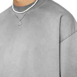 Camiseta cuadrada de Terry francés lavado con ácido en blanco con hombros caídos de peso pesado, camiseta recortada de algodón personalizada de gran tamaño para hombres, ajuste holgado - Product Image 5