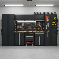 Système d'armoires à outils de garage en acier SPCC robuste de 3300 mm avec établi, panneau perforé et tiroirs verrouillables OEM ODM