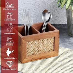 ที่วางช้อนไม้ทำมือแบบปรับได้สามชั้น เป็นมิตรต่อสิ่งแวดล้อม พื้นผิวเรียบหรู ดูคลาสสิก ให้ความรู้สึกหรูหรา ช่วยส่งเสริมการใช้ชีวิตอย่างยั่งยืน - Product Image 3