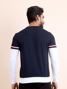 Sudadera de Invierno Más Vendida, de Punto Acanalado, Manga Larga, 100% Algodón, Forrada, para Hombre, Suave, Elegante, Cómoda, Estilo Casual, Color Azul Marino - Product Image 6