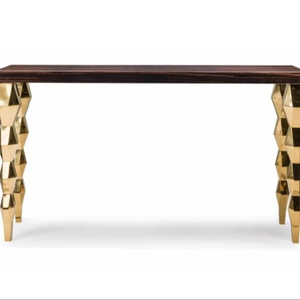 โต๊ะคอนโซลตกแต่งลายหินอ่อนหรูหราทันสมัยโต๊ะโลหะสีทองสำหรับห้องนั่งเล่นของโรงแรมโต๊ะกาแฟ - Product Image 1