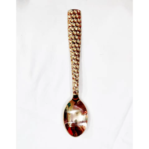 Vaisselle décorative Cuillère en laiton Manche en or fait à la main avec fleur Cuillères en laiton en acier miroir pour emballage personnalisé - Product Image 5