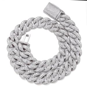 Collier Miami Cuban Link 18 mm en or blanc 10 carats avec diamants fabriqués, pour les fêtes, les bars, les performances, cadeau pour homme, anniversaire, bijoux - Product Image 3