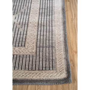 Tapis en laine noué à la main, gris thym et noir, motif géométrique et abstrait, pour la maison, couloir, salon - AKWL-1283 - Product Image 4