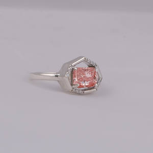 Pink Radiant Cut Lab Grown Diamond Engagement Ring 18KT <b>Solid</b> Gold Custom Designed Ring <b>Solid</b> Gold Plated Certified Engagement - Product Image 6
