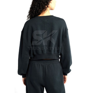 Sweat-shirts courts unis pour femmes, style streetwear, tendance et oversize, de fabricant de haute qualité - Product Image 2