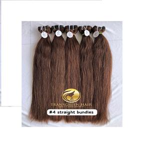 Extensiones de Cabello Liso, Paquete de Extensiones de Cabello de Visón Camboyano, Templo Indio Virgen, 22 '', Color #4, Proveedor de Donante Único, 100% - Product Image 1