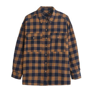 Venta al por mayor de algodón transpirable ropa de calle de los hombres de moda Casual personalizado OEM franela camisas 100% algodón a cuadros camisas para hombre - Product Image 1