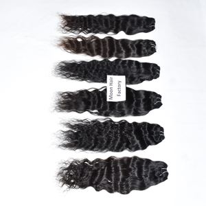 Extensions de cheveux humains naturels indiens non traités, aspect naturel, tissage profond, ondulées, trame unique, cuticules alignées, à vendre - Product Image 3