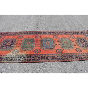 4.1x10.9 ft Rug, <b>Runner</b> Vintage Rug, <b>Red</b> Floral Rug - Product Image 3