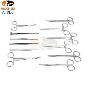 Jackbilly ชุดอุปกรณ์ผ่าตัดขนาดเล็ก13ชิ้น, ชุดเครื่องมือผ่าตัดทำจากสเตนเลสสตีลสำหรับการเย็บแผลและตกแต่งแผล - Product Image 3