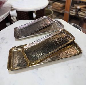 Vente en gros de 100% écrous métalliques en aluminium de qualité alimentaire plateau de service rectangulaire en finition argentée pour plateaux décoratifs Diwali - Product Image 2