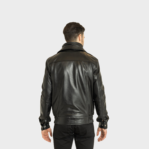 High Quality Men Stylish Sheep Leather <b>Racer</b> <b>Jacket</b> Custom Design Embroidery Comfortable Soft Waterproof Breathable Front Logo - Product Image 6