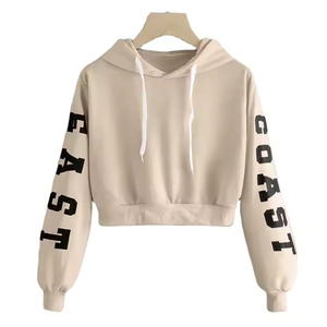 Nuevo estilo Crop Hoodie Diseño personalizado Mujeres Zip up Crop Hoodies French Terry Wholesale - Product Image 2
