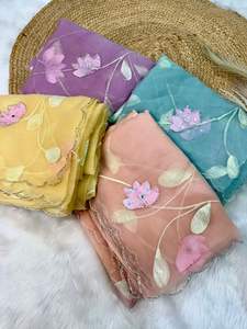 ผ้าไหมชีฟองสไตล์อินเดียบอลลีวูดสุดหรูหรา ขายดีที่สุด ผ้าลายพิเศษสำหรับงานปาร์ตี้ แฟชั่นนำเข้า ล่าสุด สำหรับผู้หญิง - Product Image 2