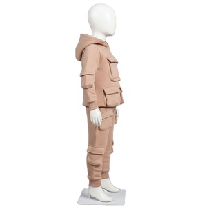 Survêtement décontracté personnalisé à capuche en polaire unie, léger, unisexe, pour garçons, deux pièces, streetwear, automne - Product Image 2