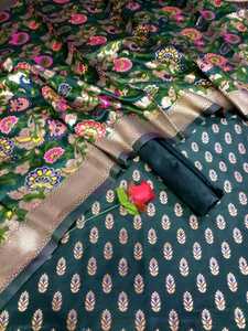 Saris de seda de brocado hechos a mano ecológicos hechos a medida en patrones florales con viscosa modal para reventa Boutiques de ropa India - Product Image 3