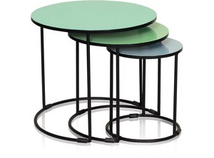 Tables imbriquées en fer contemporain dans plusieurs revêtements de couleur avec option de dessus en verre et marbre disponible en taille et finitions personnalisées. - Product Image 5