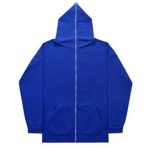 Sudadera con capucha y cremallera de cara completa para hombre, logotipo personalizado impreso, bordado Vintage liso, diamantes de imitación en blanco, Cara de invierno, Sudaderas con cuello con capucha - Product Image 4