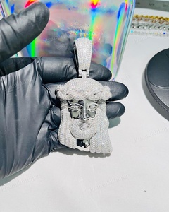 Collar con Colgante de Moissanita Redonda con Engaste de Garra, Chapado en Oro, Estilo Hip Hop, VVS, para Fiestas, Venta Caliente - Product Image 4