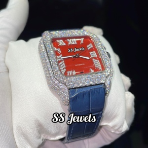 Custom Made Unisex Luxury Business Fashion Square <b>Watch</b> Stainless Steel Strap VVS Moissanite <b>White</b> Diamond Dial Roman Numerals - Product Image 3