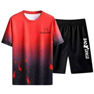 Último diseño, nuevo conjunto de verano para hombre, traje deportivo de manga corta, conjunto doble de dos piezas, ropa informal de algodón Unisex - Product Image 5