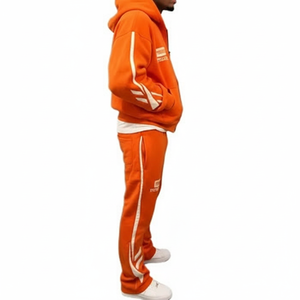 Services OEM de conception personnalisée : Survêtements pour hommes, style streetwear, coupe ample, grammage lourd, coupe évasée, avec fermeture éclair, style hip-hop - Product Image 6