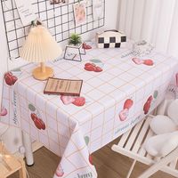 Nappe en PVC Imprimée Fraise Cerise Mignonne, Imperméable et Anti-taches, Housse de Table à Carreaux Facile à Nettoyer, Tapis de Bureau pour Décoration Intérieure