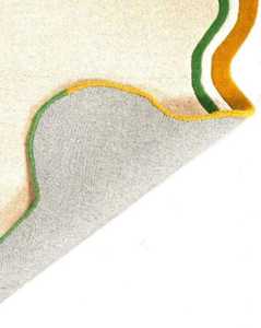 Tapis d'intérieur fait main 100% laine beige blanc avec bordure ondulée festonnée personnalisable pour chambre à coucher salle à manger salon Tapis à poils coupés à la main avec bordure ondulée - Product Image 2