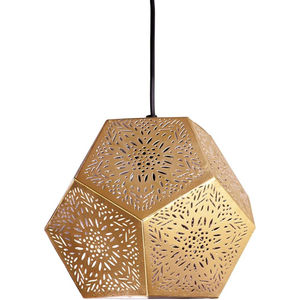 Handmade Moroccan Gold Metal Hexagon Pendant Light Geometric Iron <b>Hanging</b> Lantern Fixture Decorative <b>Ceiling</b> Lamp For Home <b>Decor</b> - Product Image 1