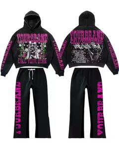 Precio al por mayor logotipo personalizado de calidad superior nuevo diseño de gran tamaño strass pullover capucha chándal para hombres ropa de calle - Product Image 1