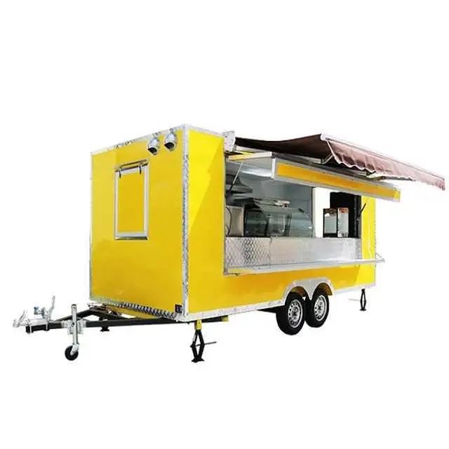 New Mobile Modern Fast Food Vending Cart Trailer Truck For Sale Pink Black Yellow Green