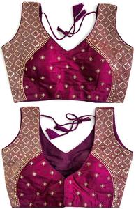 Blusa moderna de tela de seda de Milán con cuello en V con decoración de lentejuelas bordado tejido Jari Work Back Huk para vestidos de novia de moda - Product Image 5