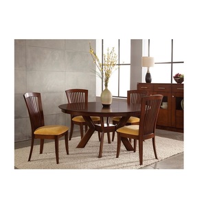 Mesa de comedor redonda de madera con acabado pulido hecha de madera que ofrece un aspecto vintage con una construcción fuerte y robusta - Product Image 6