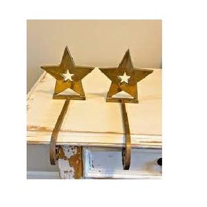 Vintage Brass <b>Christmas</b> Lone Star <b>Stocking</b> <b>Holder</b> Long Arm Gold Finish Vintage Brass <b>Christmas</b> Lone Star <b>Stocking</b> <b>Holder</b> - Product Image 5
