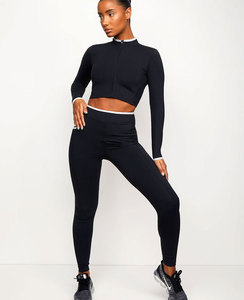 ชุดวอร์ม2ชิ้นสำหรับใส่เล่นกีฬาออกกำลังกายระบายอากาศได้ดีชุดวอร์มสีแบบลำลองสำหรับฤดูใบไม้ร่วงโลโก้ออกแบบได้ตามต้องการ - Product Image 2