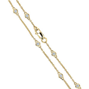 Collier délicat en or pur 14 carats pour femmes, avec sept pierres rondes de 0,75 carat, cultivées en laboratoire, certifiées IGI et GIA, couleur EF vs diamant - Product Image 4